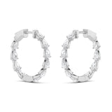 4CTW Pear Shaped Lab Grown Diamond (F/VS) Inside Out Hoop Earrings in 14K Gold