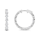 4CTW Pear Shaped Lab Grown Diamond (G/VS) Inside Out Hoop Earrings in 14K Gold