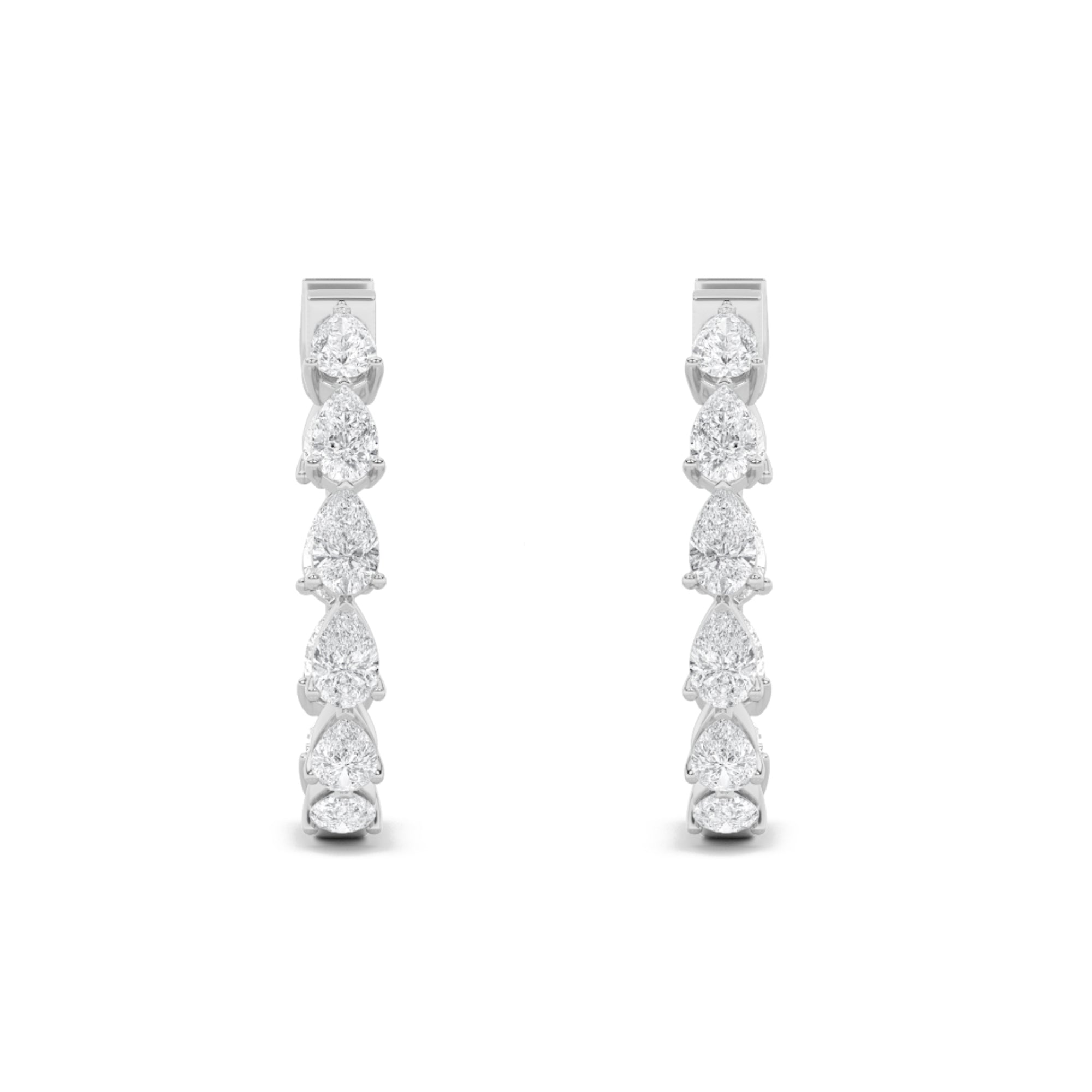 4CTW Pear Shaped Lab Grown Diamond (G/VS) Inside Out Hoop Earrings in 14K Gold