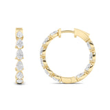 4CTW Pear Shaped Lab Grown Diamond (F/VS) Inside Out Hoop Earrings in 14K Gold