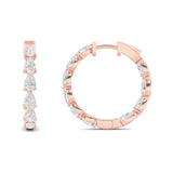 4CTW Pear Shaped Lab Grown Diamond (F/VS) Inside Out Hoop Earrings in 14K Gold