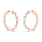4CTW Pear Shaped Lab Grown Diamond (F/VS) Inside Out Hoop Earrings in 14K Gold