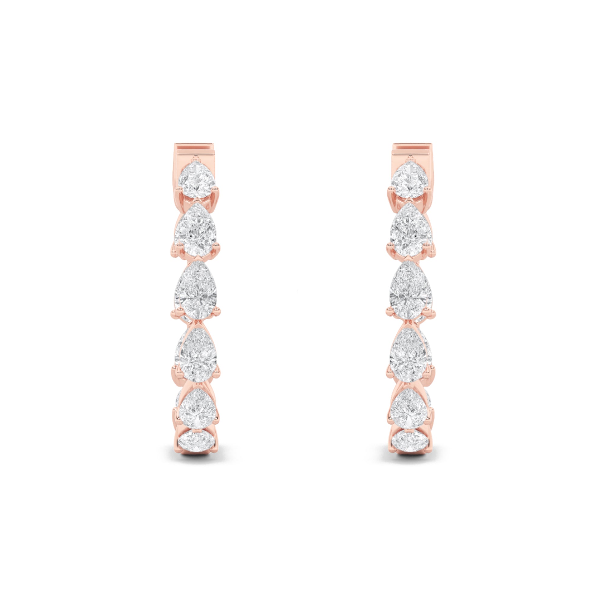 4CTW Pear Shaped Lab Grown Diamond (F/VS) Inside Out Hoop Earrings in 14K Gold