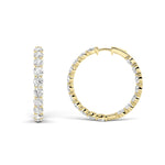 10CTW Round Shaped Lab Grown Diamond Inside Out Hoop Earrings in 14K Gold (F/VS)