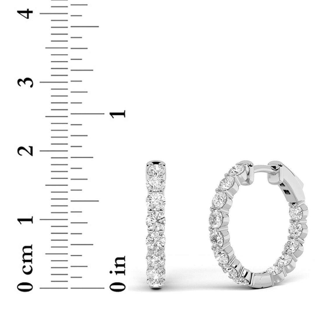 3CTW Round Shaped Lab Grown Diamond Inside Out Hoop Earrings in 14K Gold (F/VS)