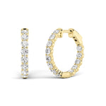 3CTW Round Shaped Lab Grown Diamond Inside Out Hoop Earrings in 14K Gold (F/VS)