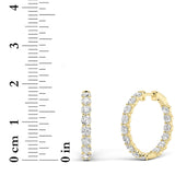 5CTW Round Shaped Lab Grown Diamond Inside Out Hoop Earrings in 14K Gold (F/VS)