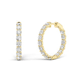 6CTW Round Shaped Lab Grown Diamond Inside Out Hoop Earrings in 14K Gold (F/VS)