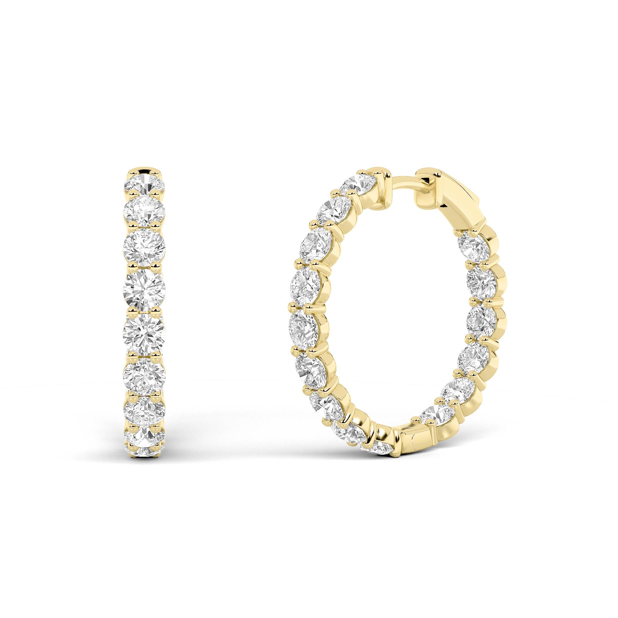 6CTW Round Shaped Lab Grown Diamond Inside Out Hoop Earrings in 14K Gold (F/VS)