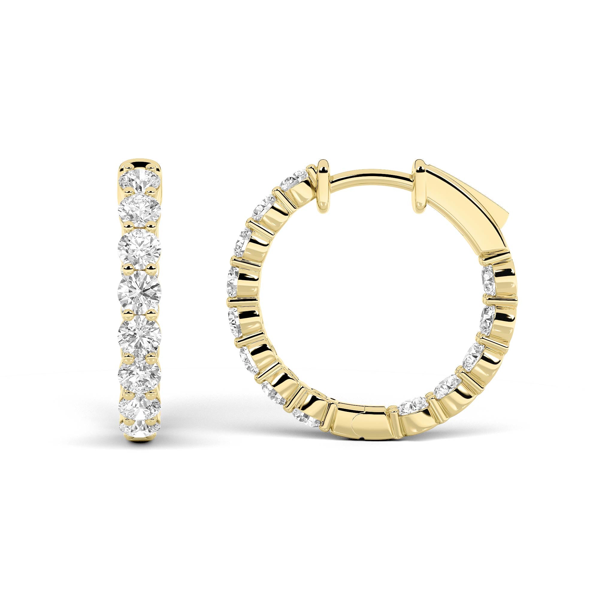 8CTW Round Shaped Lab Grown Diamond Inside Out Hoop Earrings in 14K Gold (F/VS)