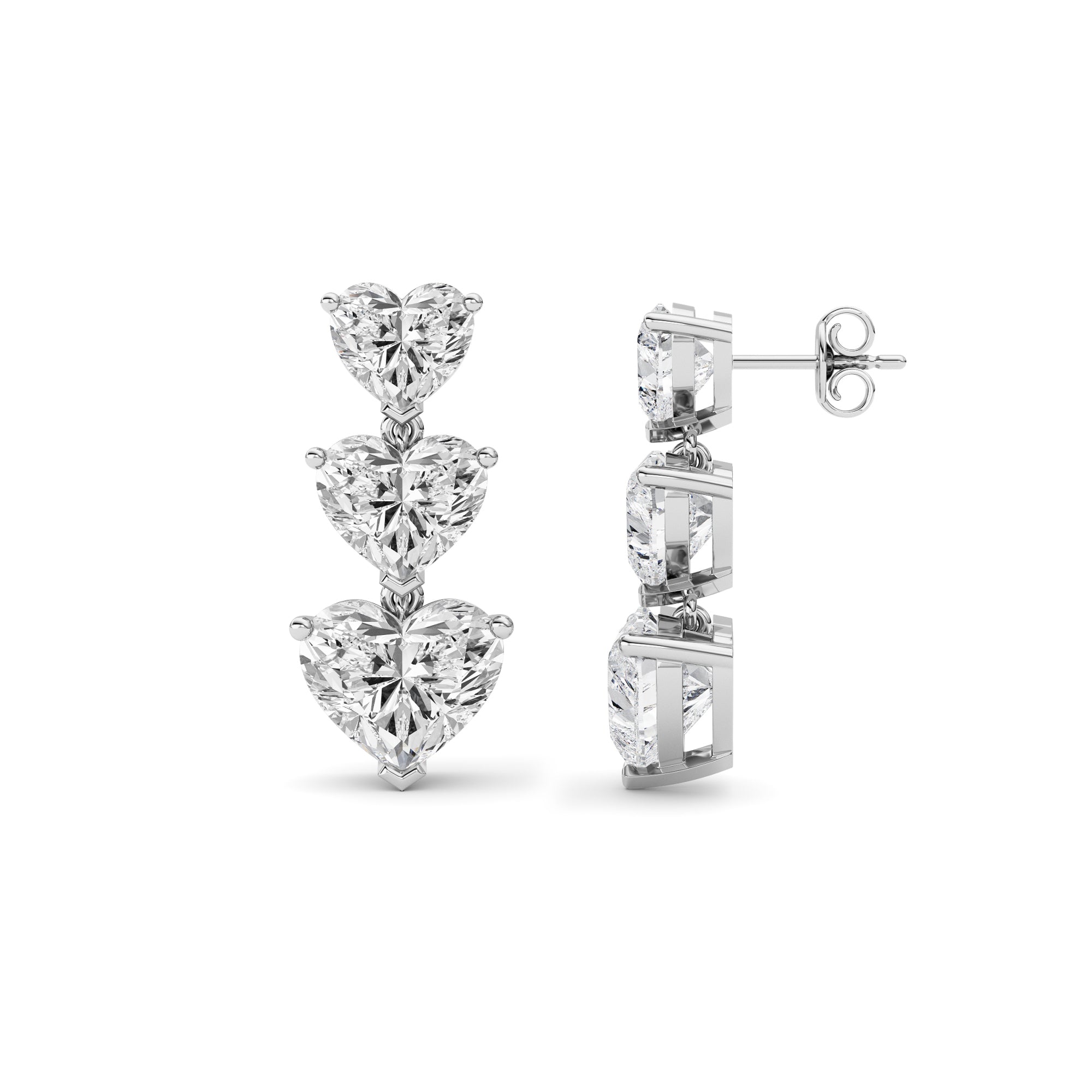 16CTW Heart Shaped Lab Grown Diamond (F/VS ) Earrings in 14K Gold