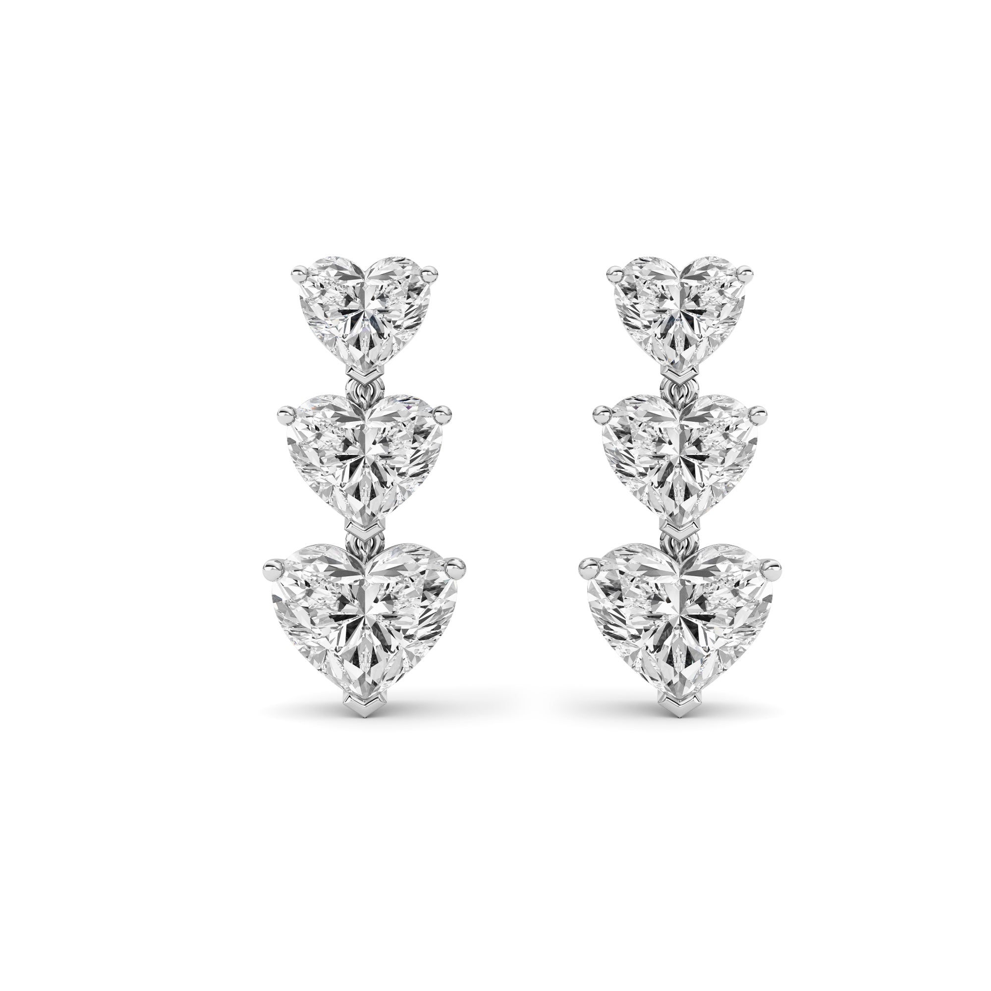 16CTW Heart Shaped Lab Grown Diamond (F/VS ) Earrings in 14K Gold