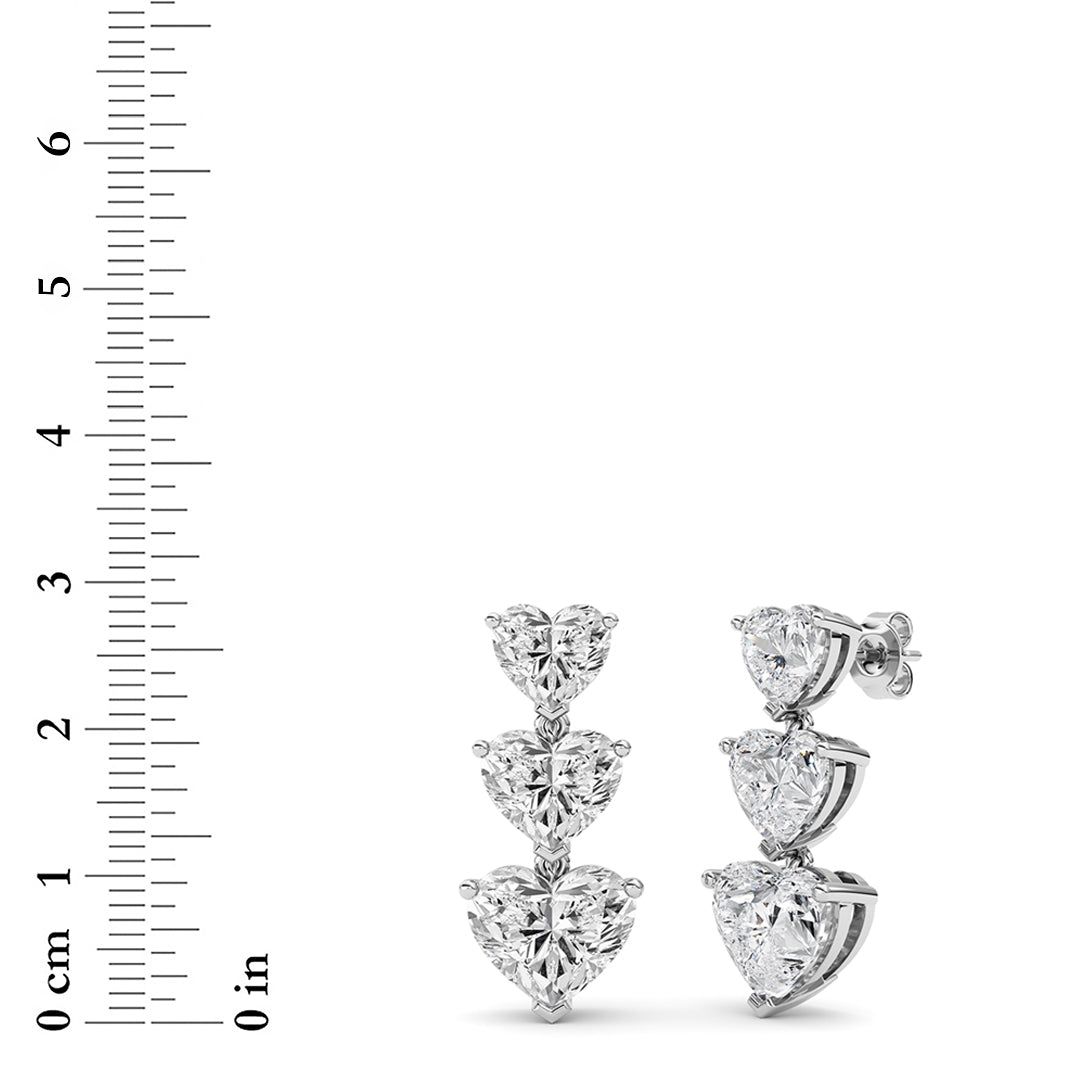 16CTW Heart Shaped Lab Grown Diamond (F/VS ) Earrings in 14K Gold