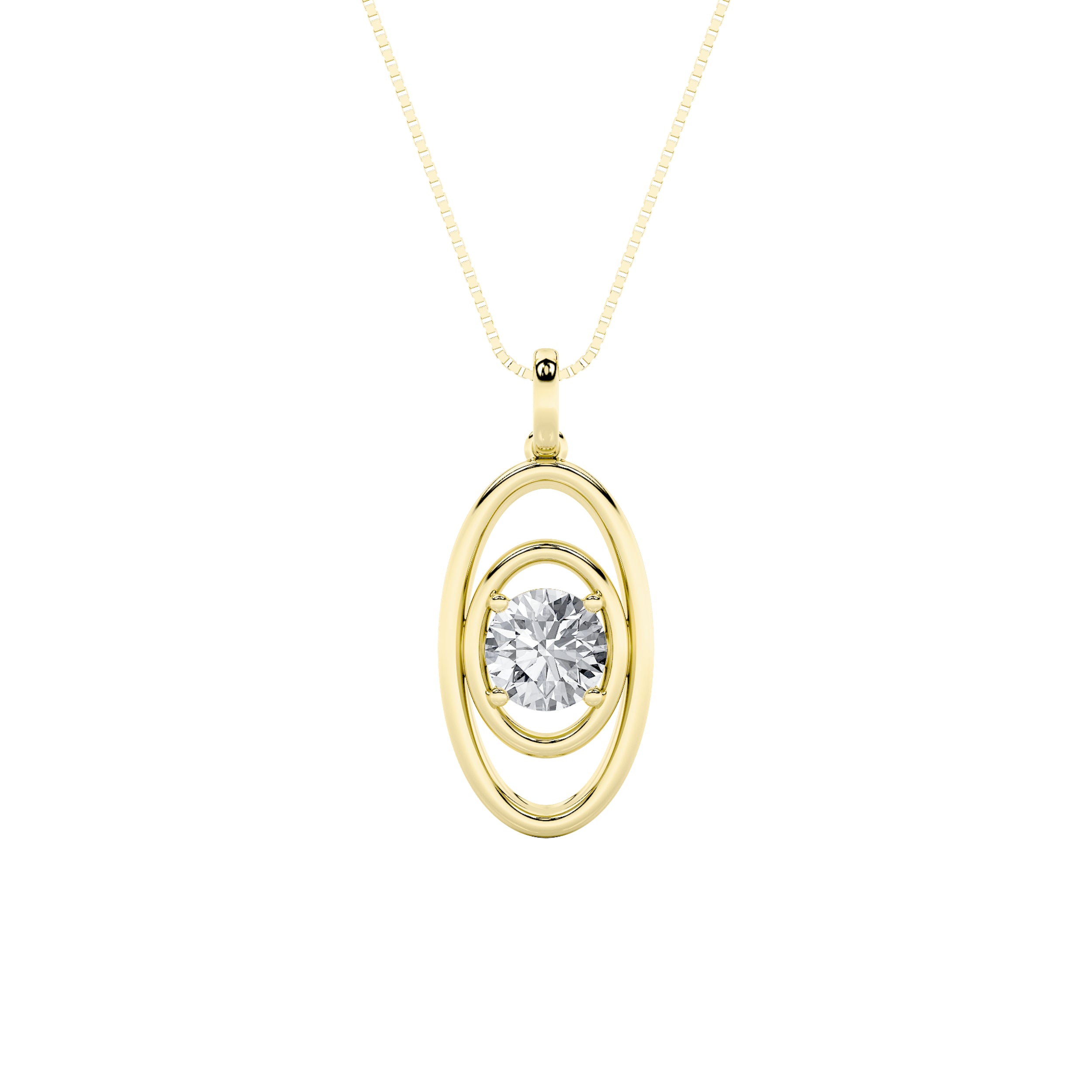 1CTW Round Shaped Lab Grown Diamond (F/VS) Concentric Fancy Pendant in 14K Gold