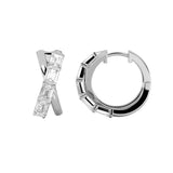 3CTW Emerald Shaped Lab Grown Diamond (F/VS) Huggie Earrings in 14K Gold