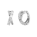 3CTW Emerald Shaped Lab Grown Diamond (F/VS) Huggie Earrings in 14K Gold
