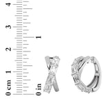 3CTW Emerald Shaped Lab Grown Diamond (F/VS) Huggie Earrings in 14K Gold