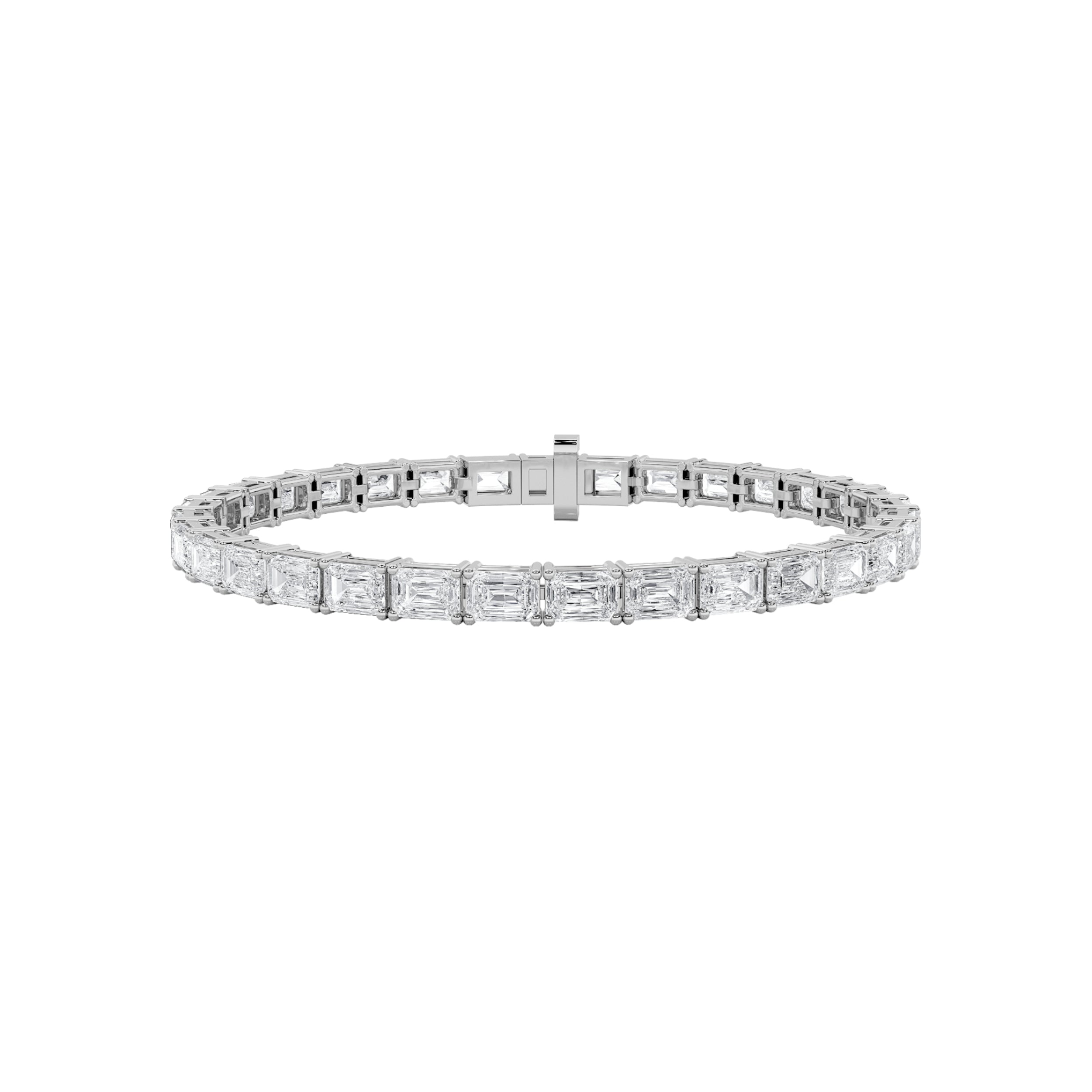 12.25CTW Emerald Shaped Lab Grown Diamond East & West Bracelet in 14K Gold (F/VS)