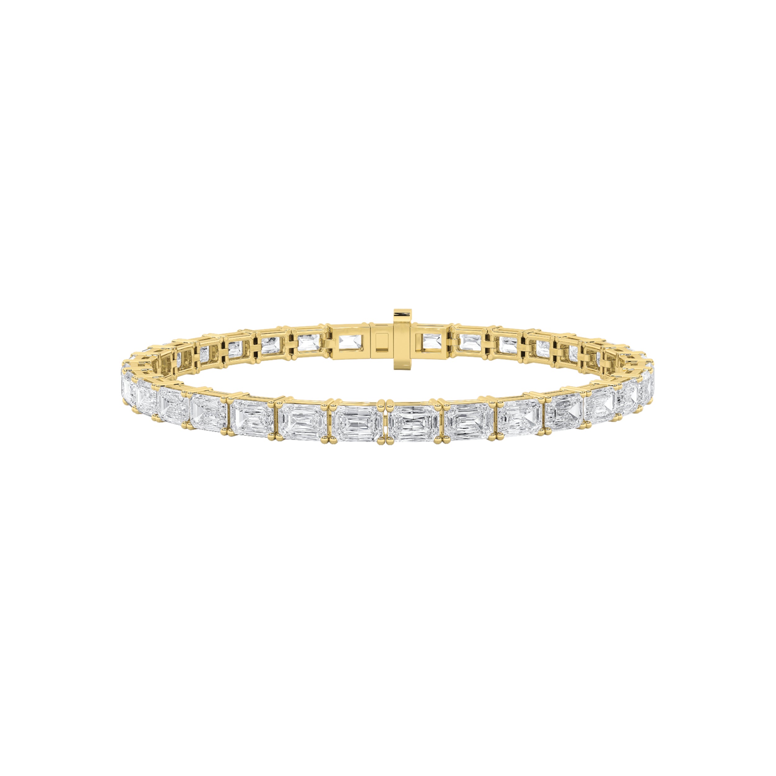 8.5CTW Emerald Shaped Lab Grown Diamond East & West Bracelet in 14K Gold (F/VS)