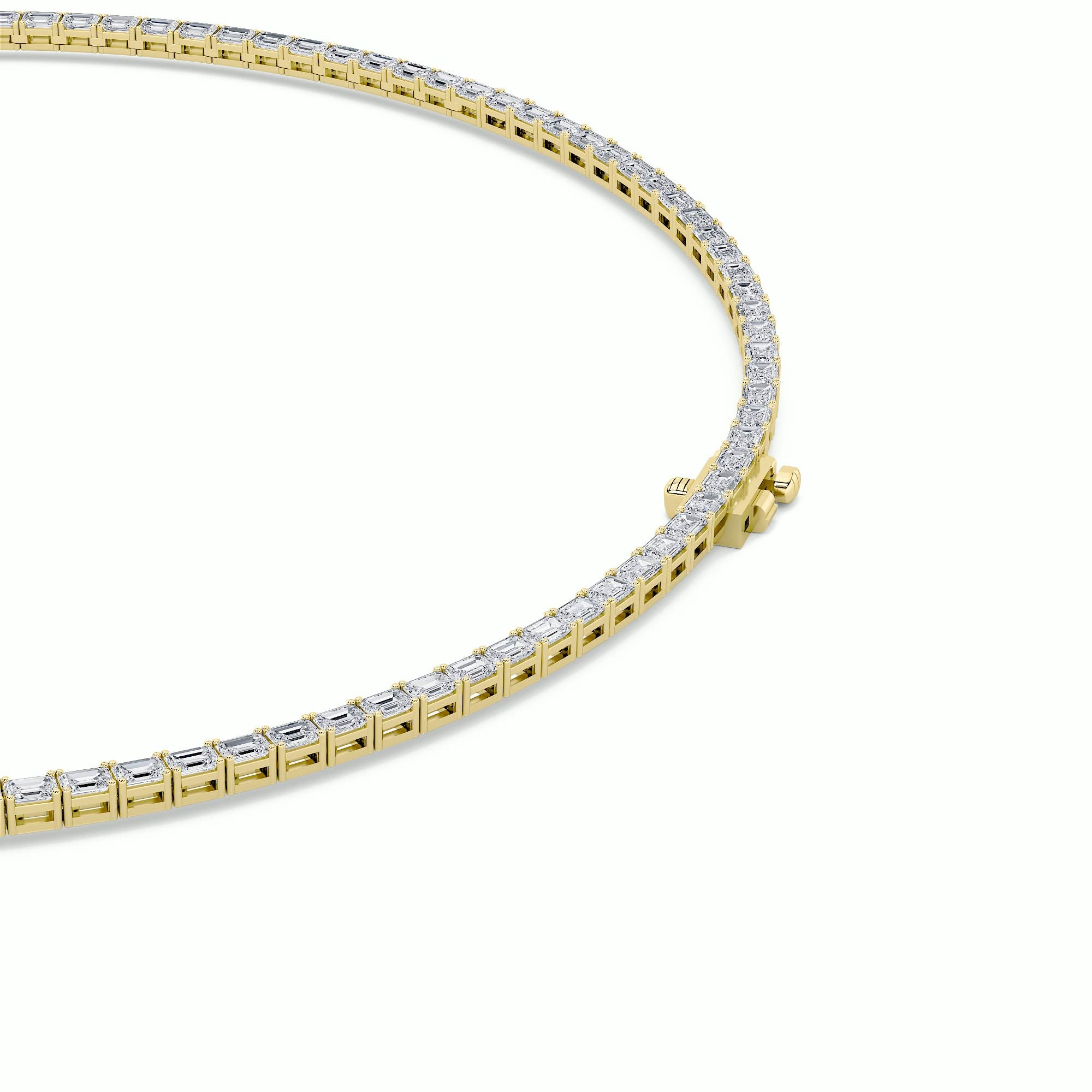 29CTW Emerald Shaped Lab Grown Diamond Tennis Necklace in 14K Gold (F/VS)