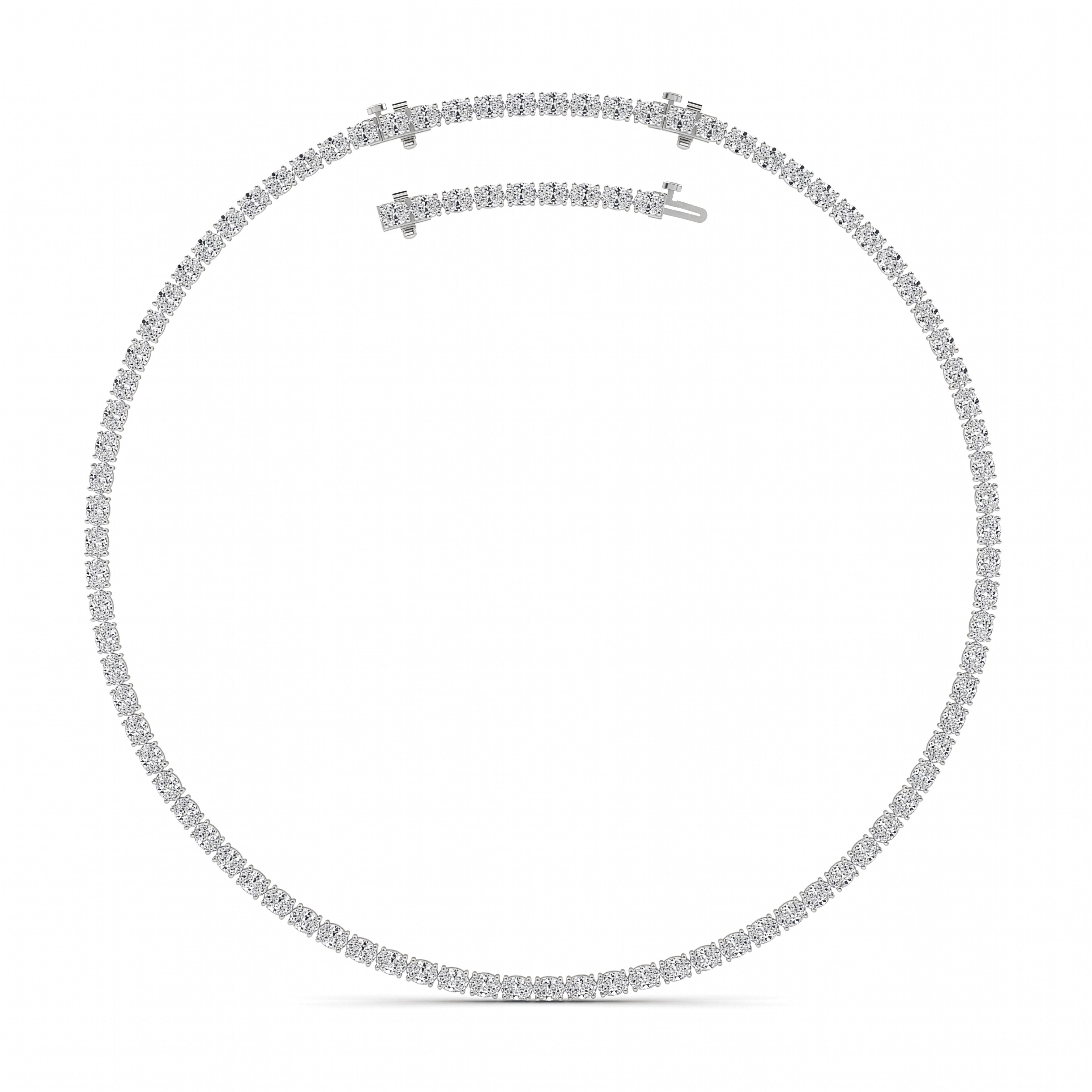 25CTW Oval Shaped Lab Grown Diamond Tennis Necklace in 14K Gold (F/VS)