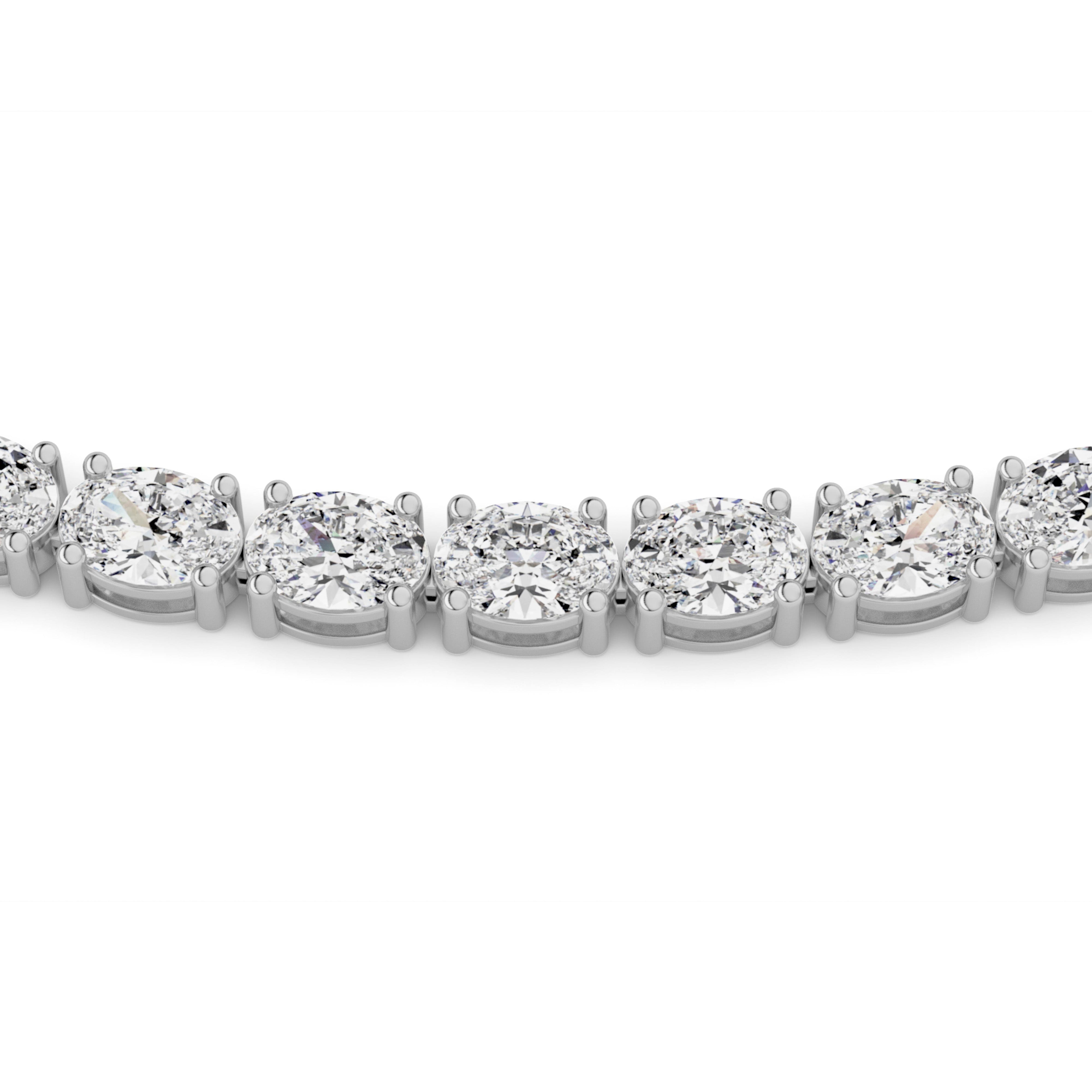 25CTW Oval Shaped Lab Grown Diamond Tennis Necklace in 14K Gold (F/VS)