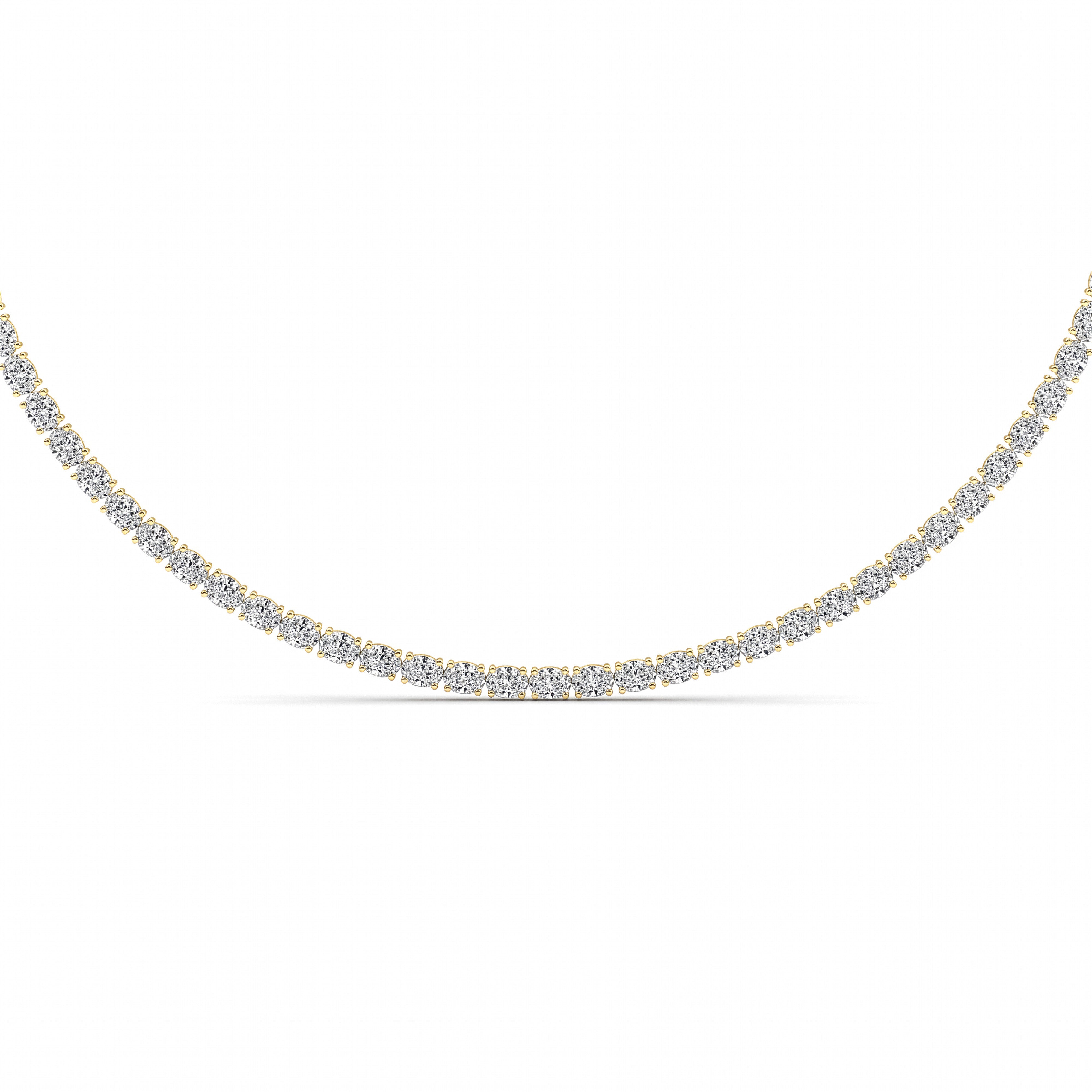 25CTW Oval Shaped Lab Grown Diamond Tennis Necklace in 14K Gold (F/VS)