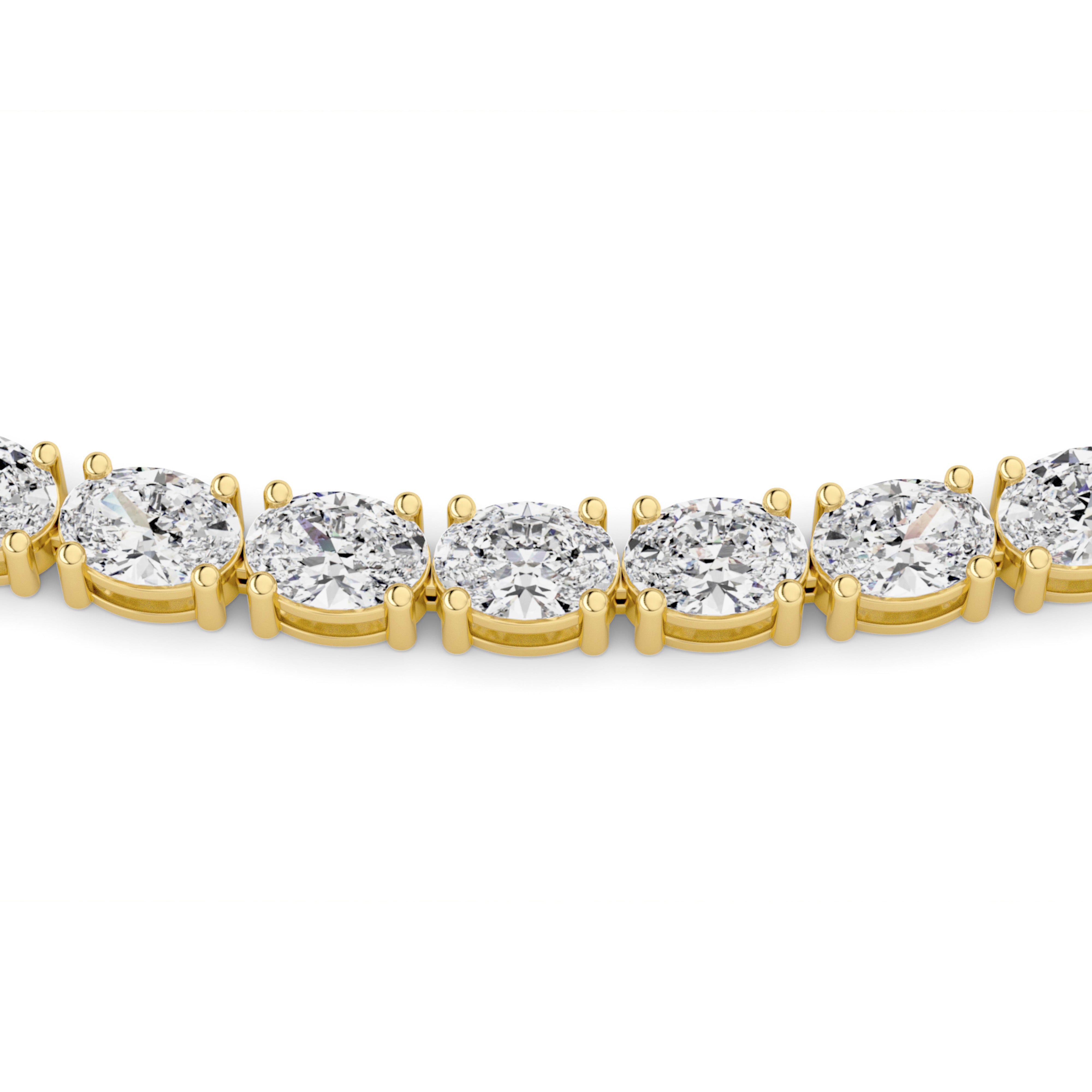 25CTW Oval Shaped Lab Grown Diamond Tennis Necklace in 14K Gold (F/VS)