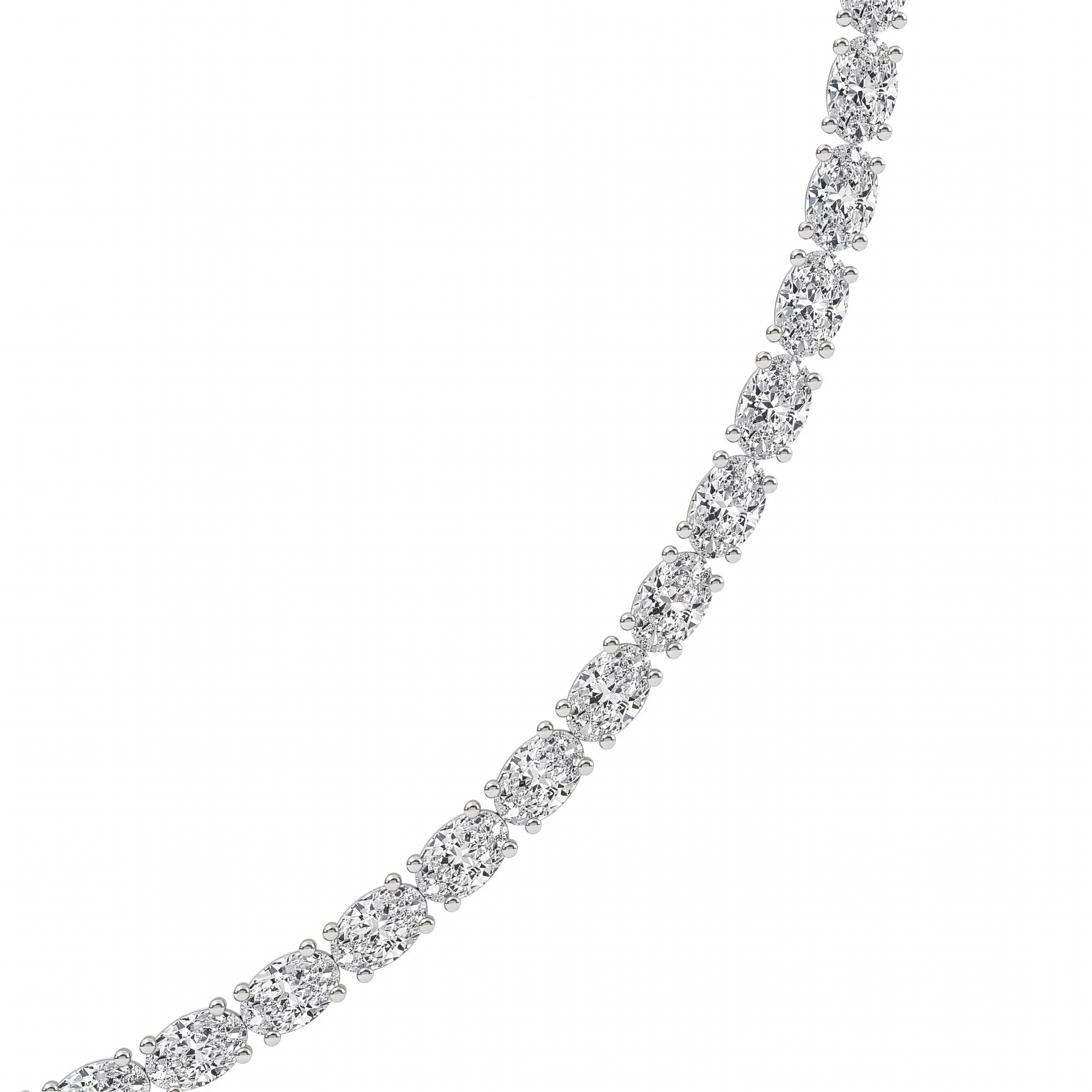 31CTW Oval Shaped Lab Grown Diamond Tennis Necklace in 14K Gold (F/VS)
