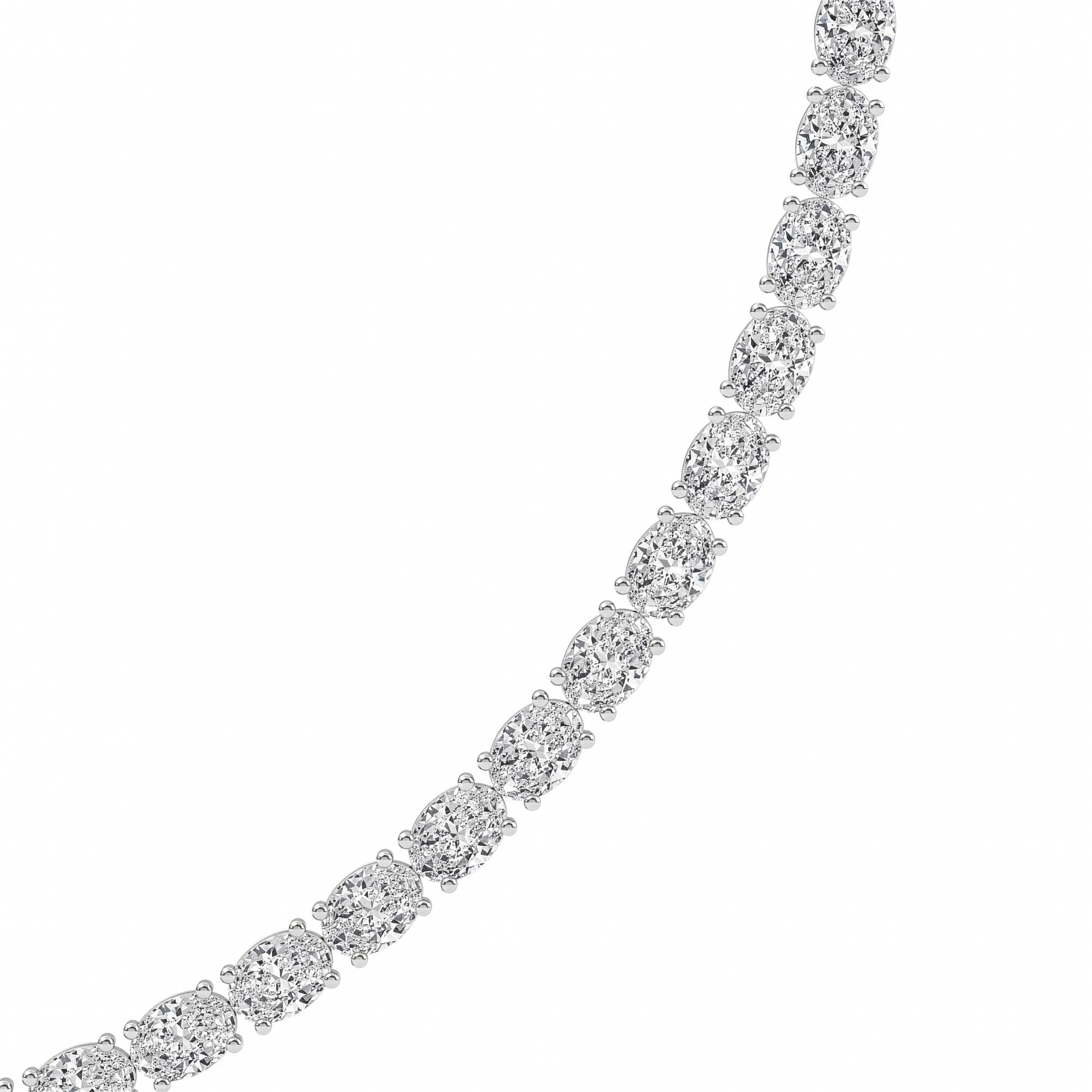 36CTW Oval Shaped Lab Grown Diamond Tennis Necklace in 14K Gold (F/VS)