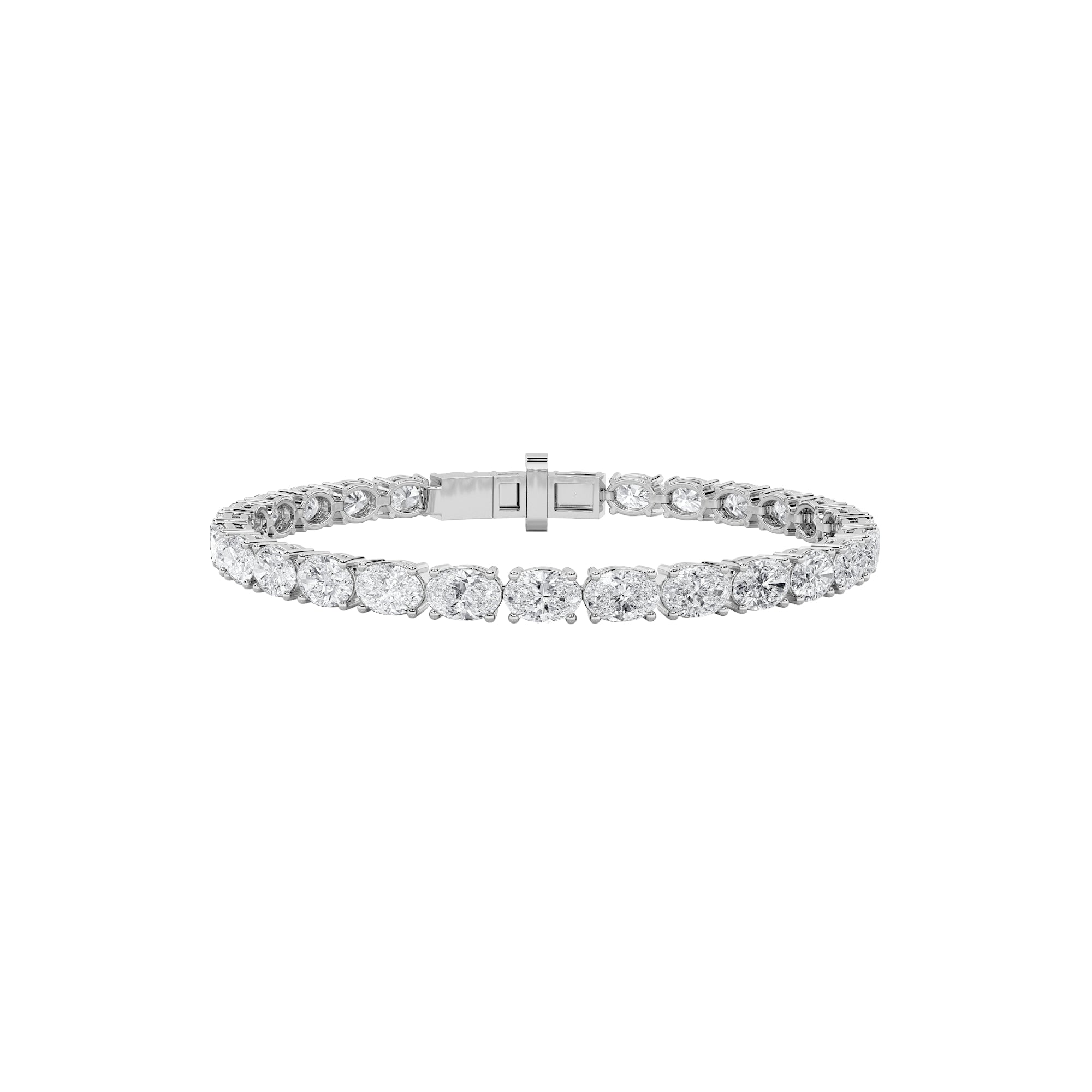 12CTW Oval Shaped Lab Grown Diamond (F/VS) Bracelet in 14K White Gold