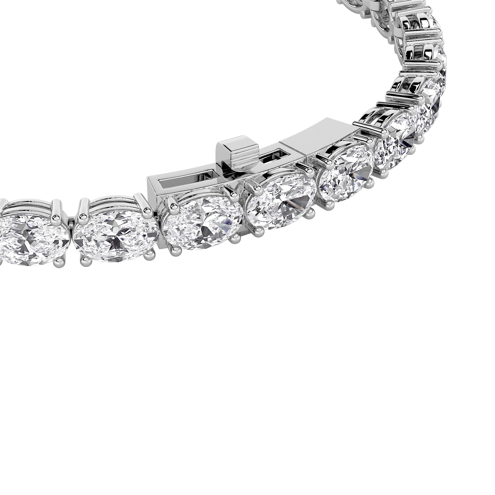 12CTW Oval Shaped Lab Grown Diamond (F/VS) Bracelet in 14K White Gold