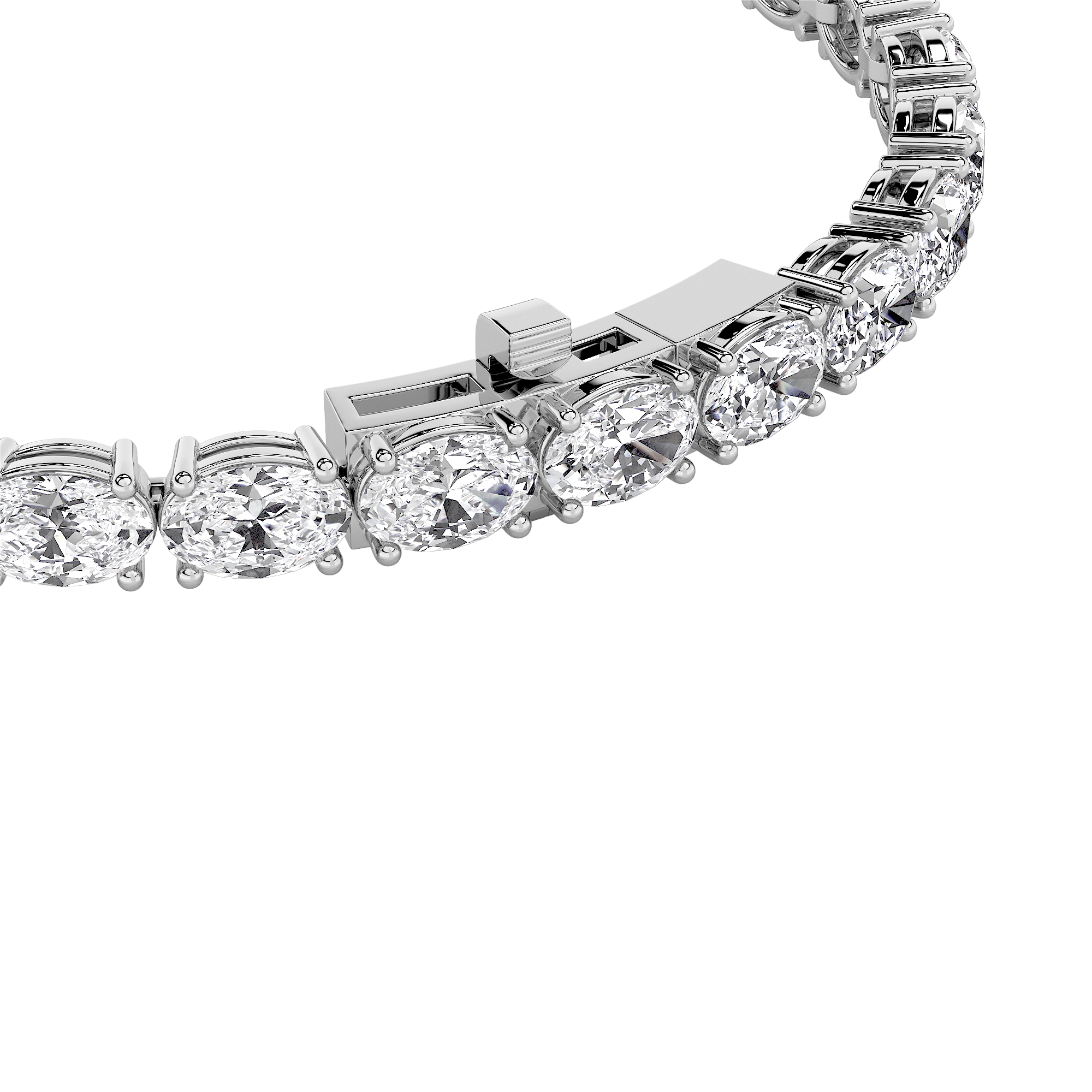 15CTW Oval Shaped Lab Grown Diamond (F/VS) Bracelet in 14K White Gold