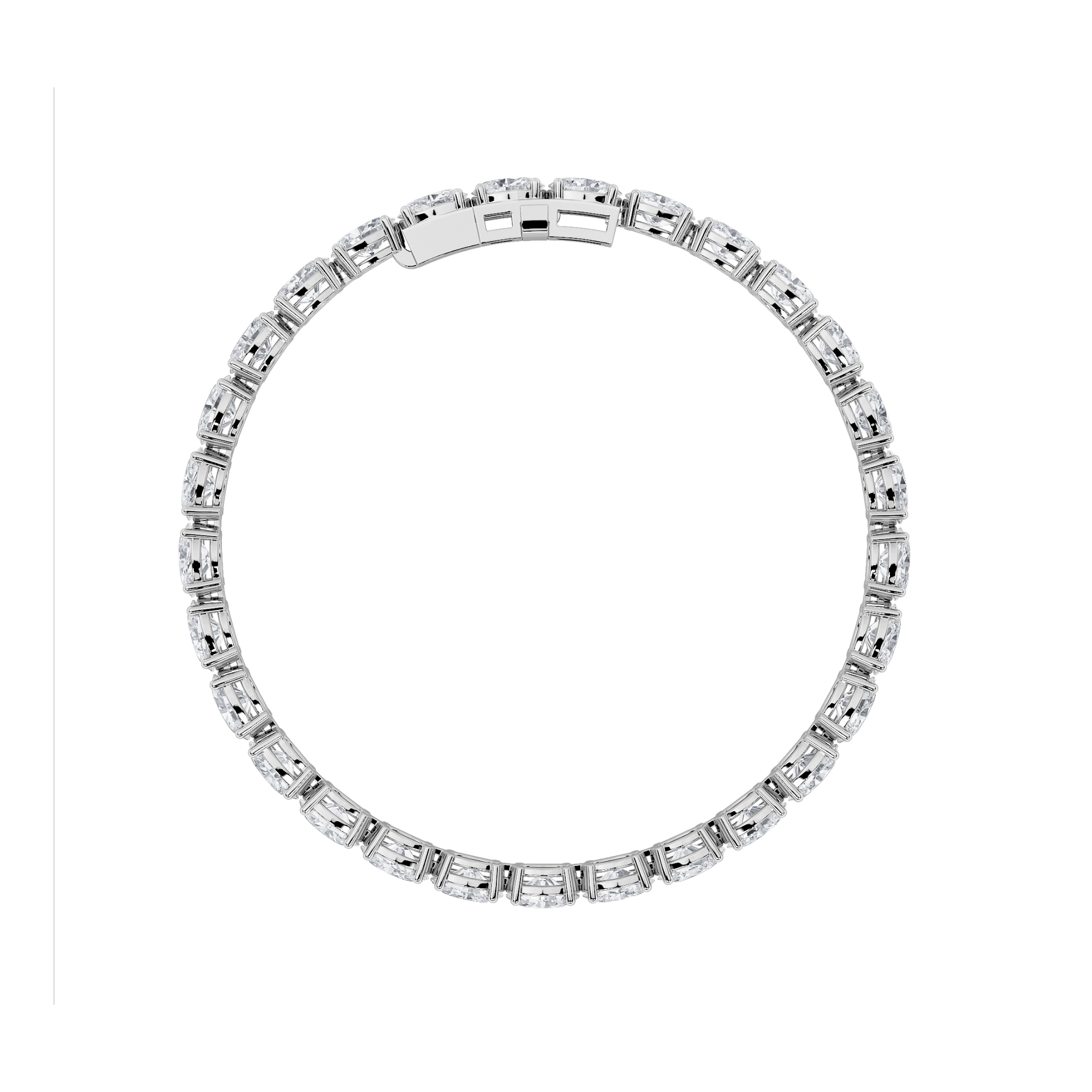 5CTW Oval Shaped Lab Grown Diamond (F/VS) Bracelet in 14K White Gold