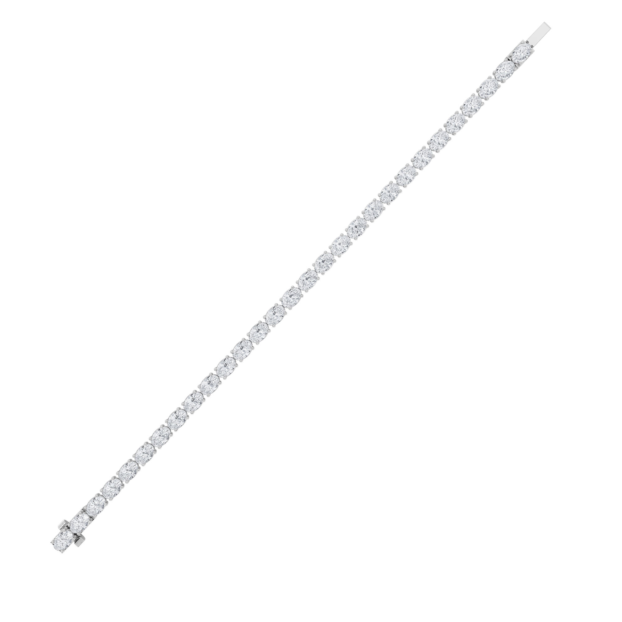 8CTW Oval Shaped Lab Grown Diamond (F/VS) Bracelet in 14K White Gold