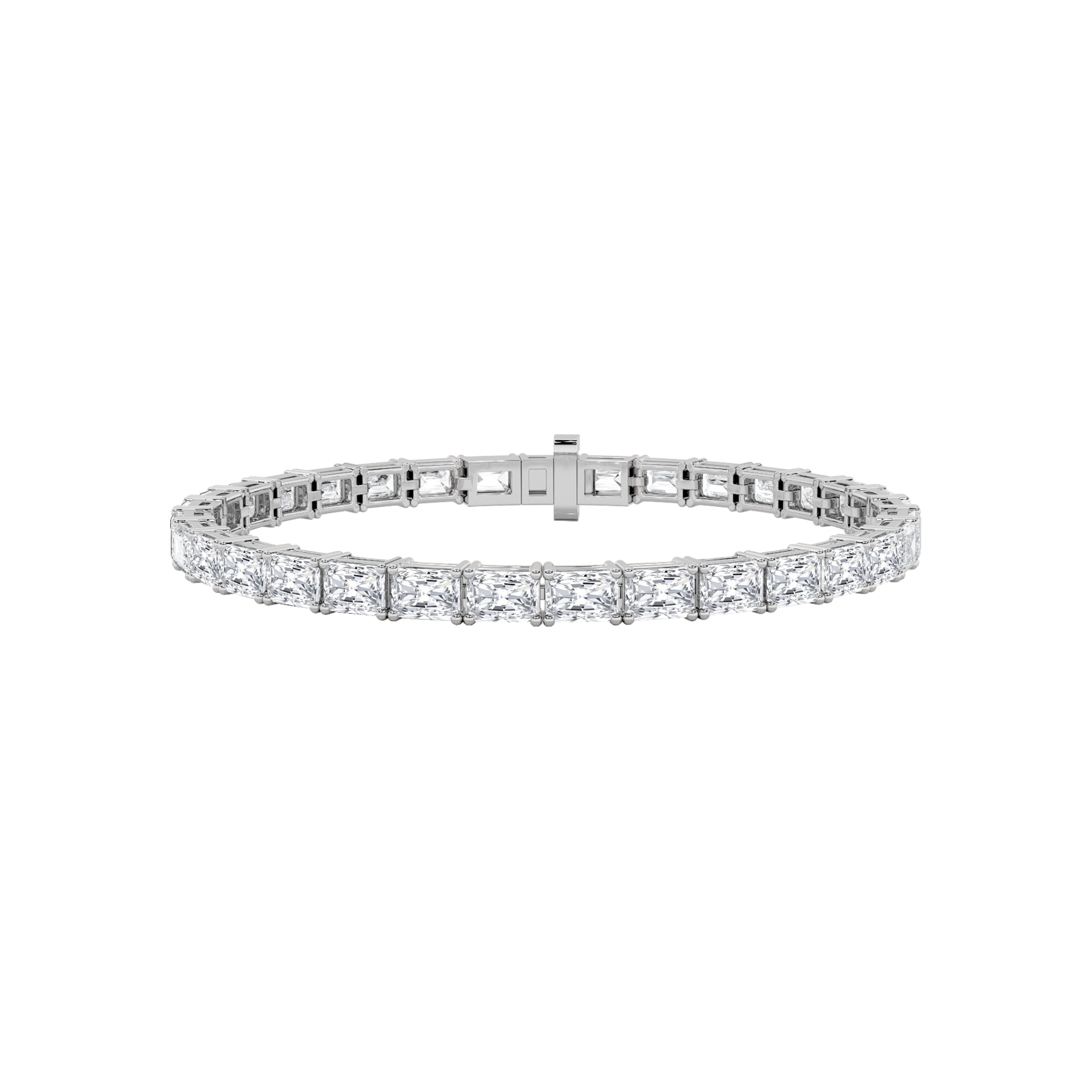 21CTW Radiant Shaped Lab Grown Diamond (F/VS) Bracelet in 14K White Gold
