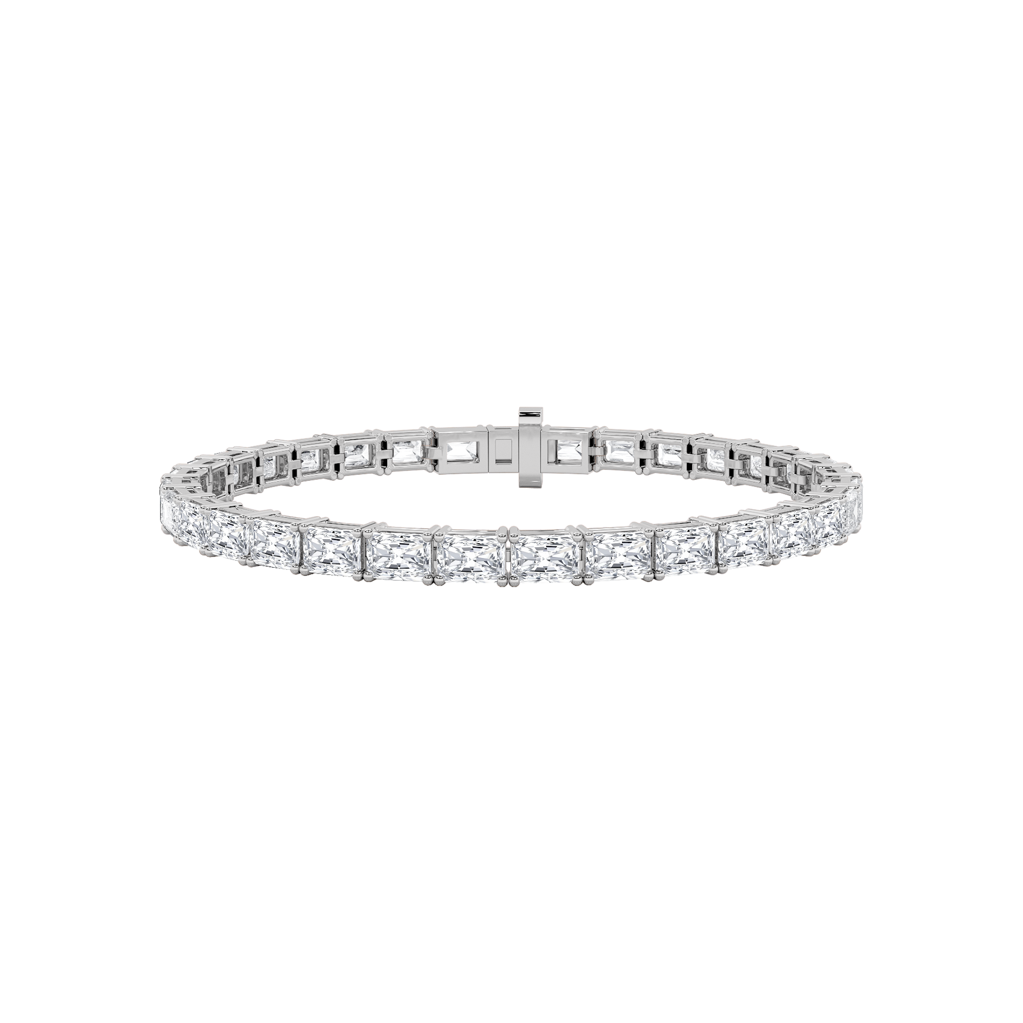 5CTW Radiant Shaped Lab Grown Diamond (F/VS) Bracelet in 14K White Gold