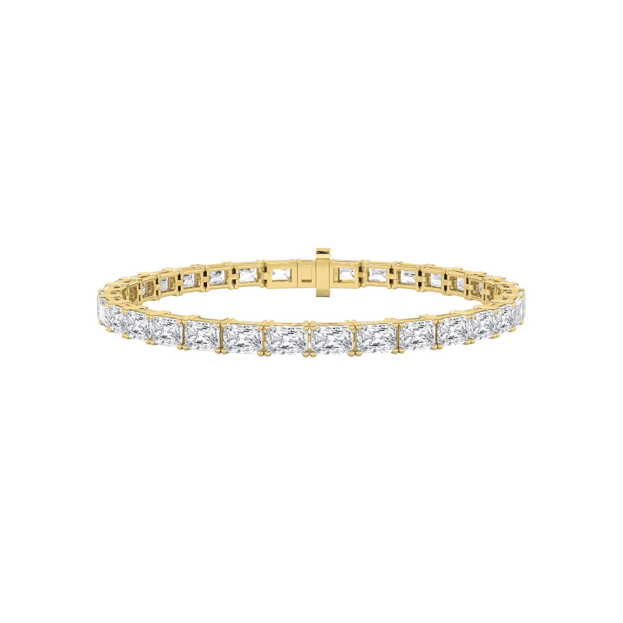 5CTW Radiant Shaped Lab Grown Diamond (F/VS) East West Line Bracelet in 14K Gold