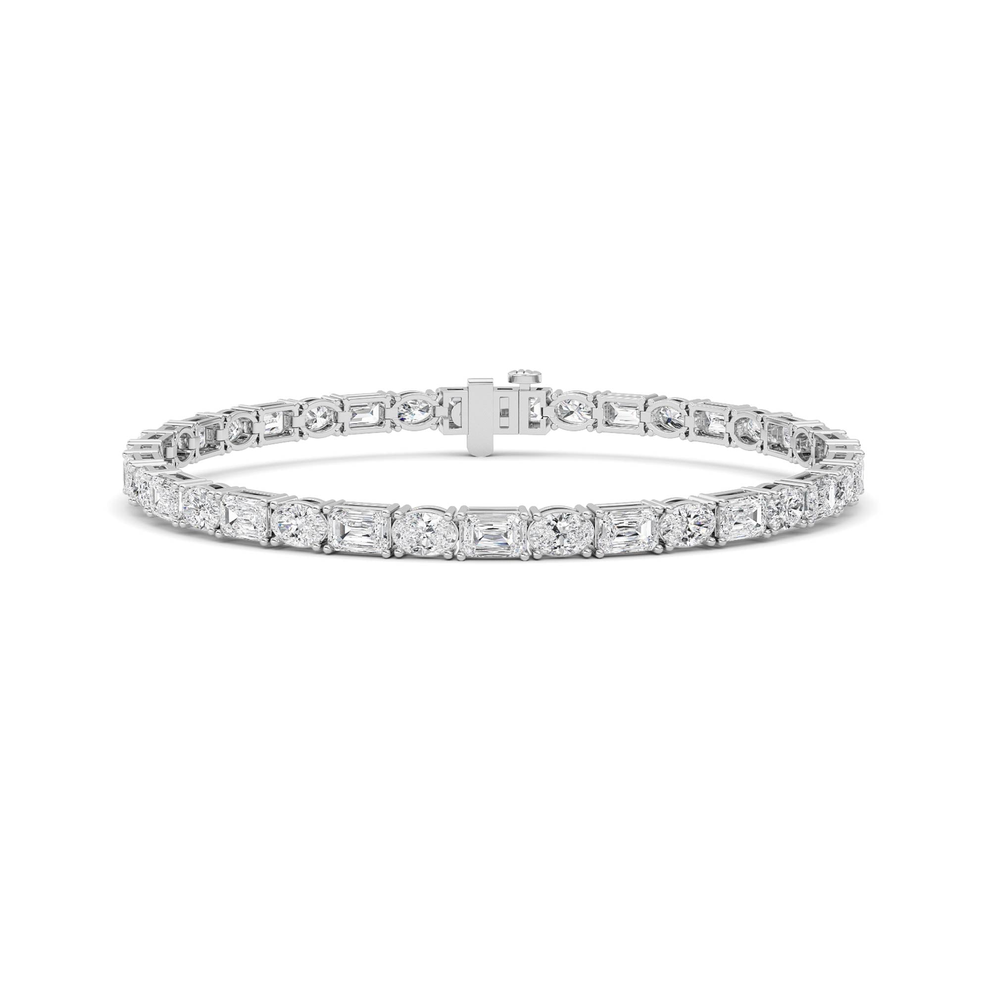 10CTW Emerald And Round Lab Grown Diamond (F/VS ) Bracelet in 14K Gold