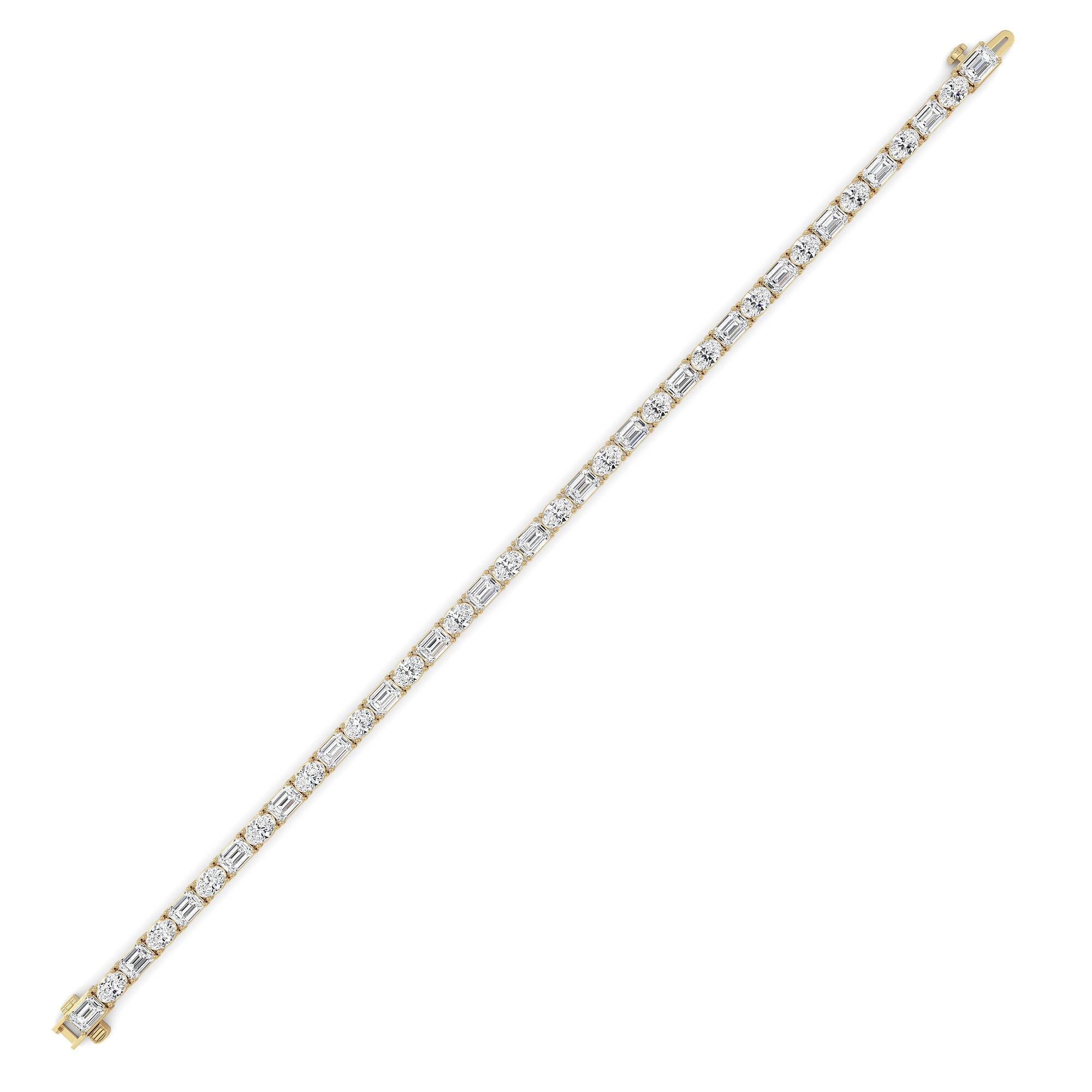 10CTW Emerald And Round Lab Grown Diamond (F/VS ) Bracelet in 14K Gold