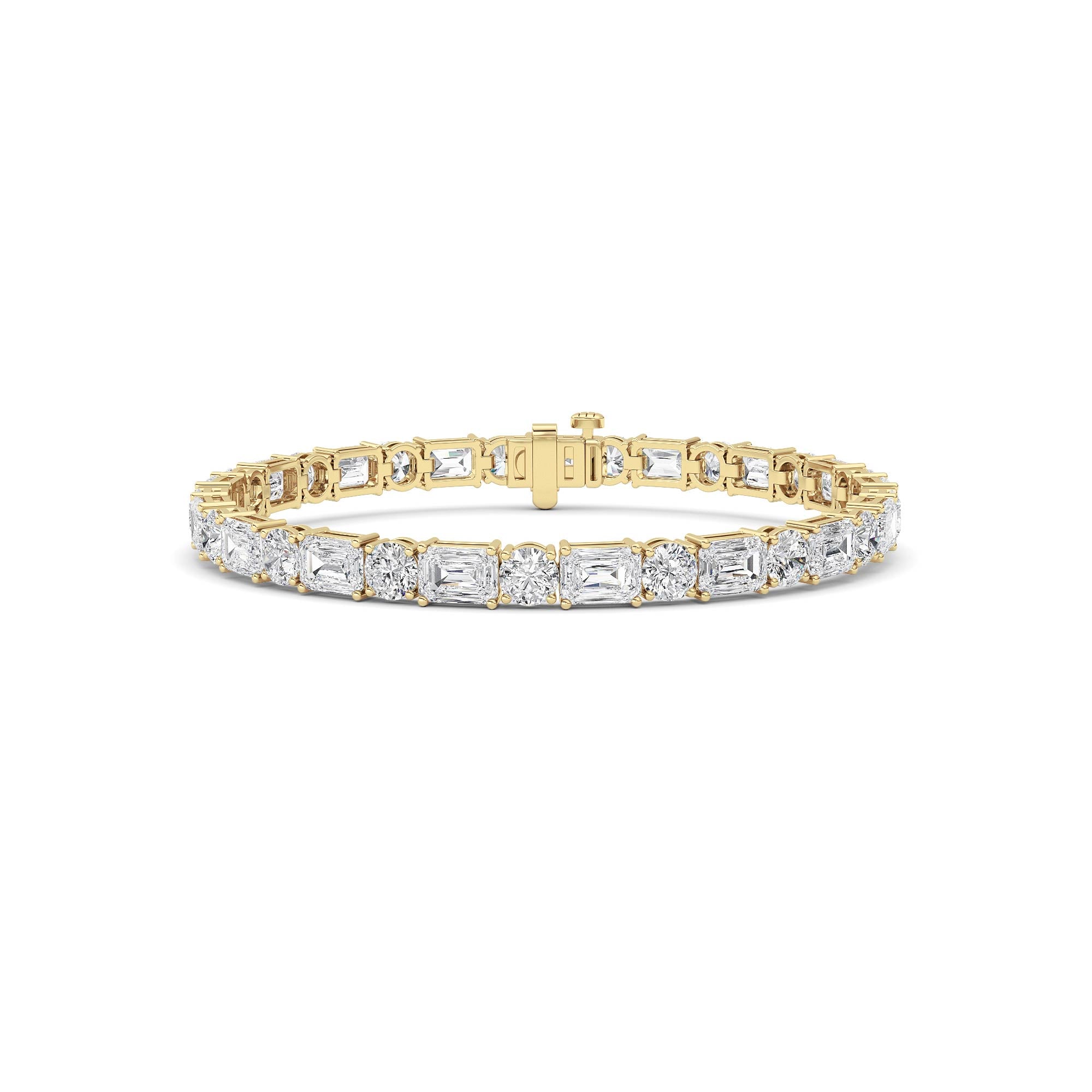 15CTW Emerald And Round Lab Grown Diamond (F/VS ) Bracelet in 14K Gold