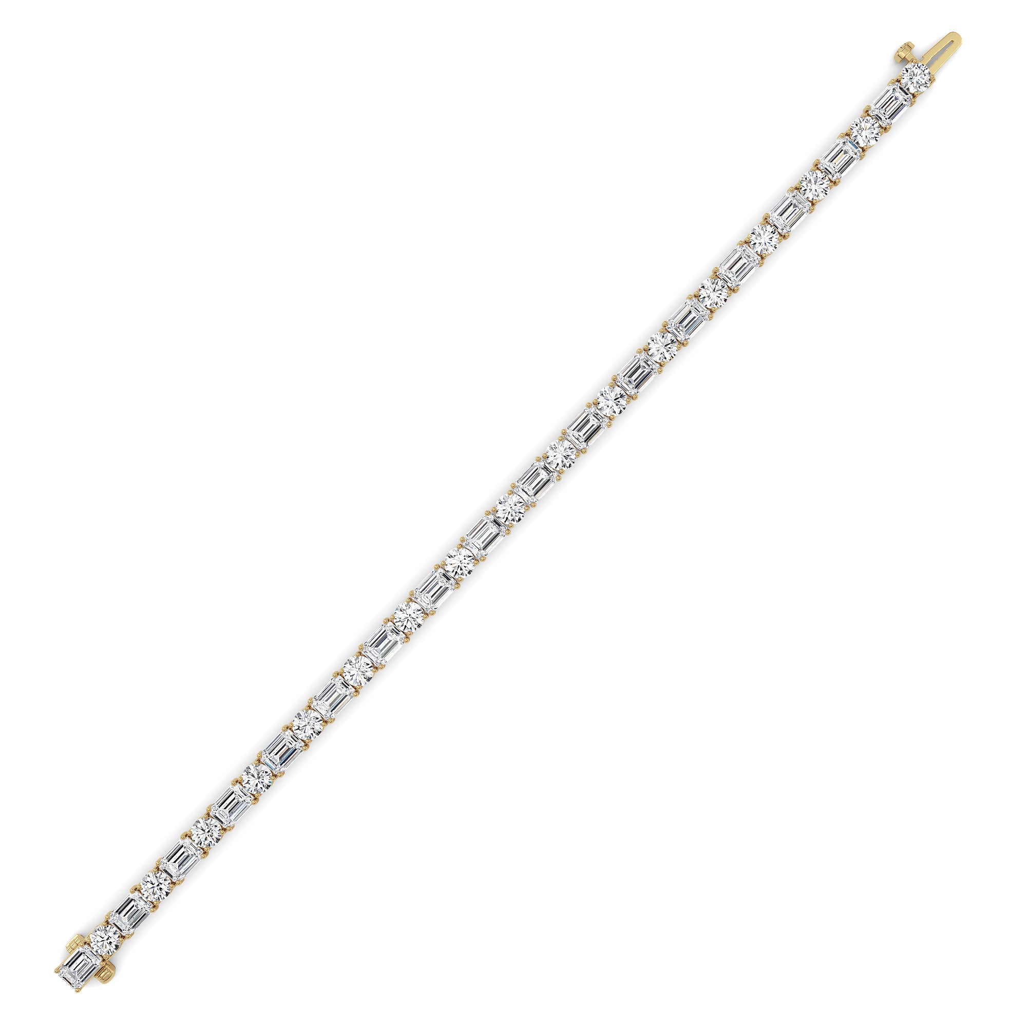 15CTW Emerald And Round Lab Grown Diamond (F/VS ) Bracelet in 14K Gold