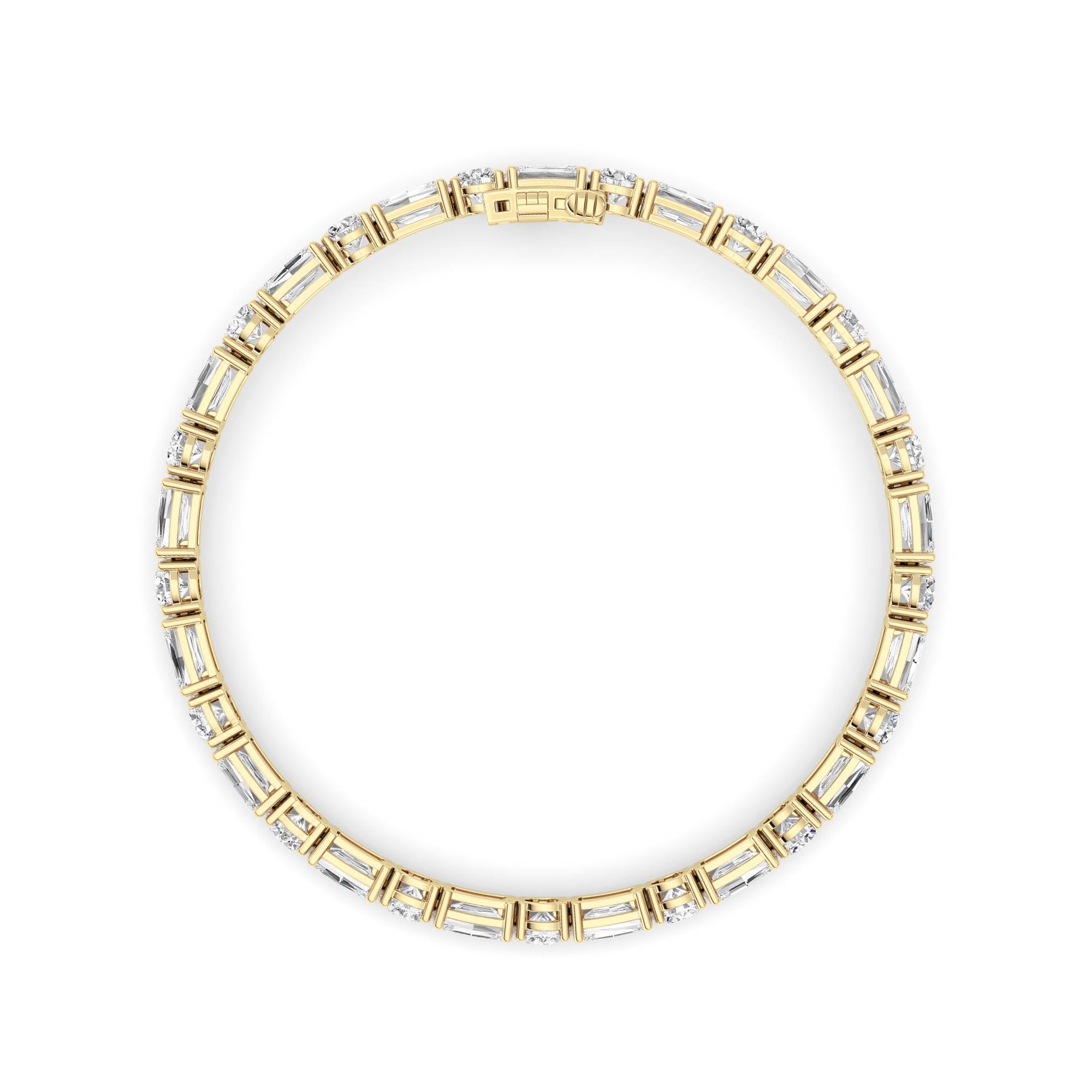15CTW Emerald And Round Lab Grown Diamond (F/VS ) Bracelet in 14K Gold