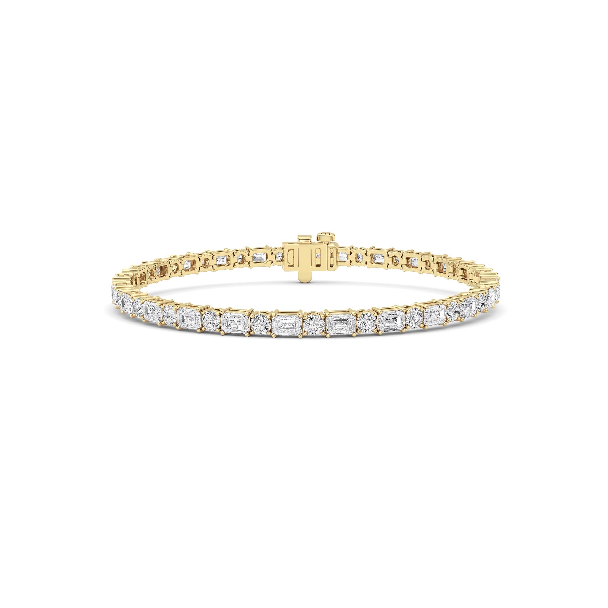 7CTW Emerald And Round Lab Grown Diamond (F/VS ) Bracelet in 14K Gold