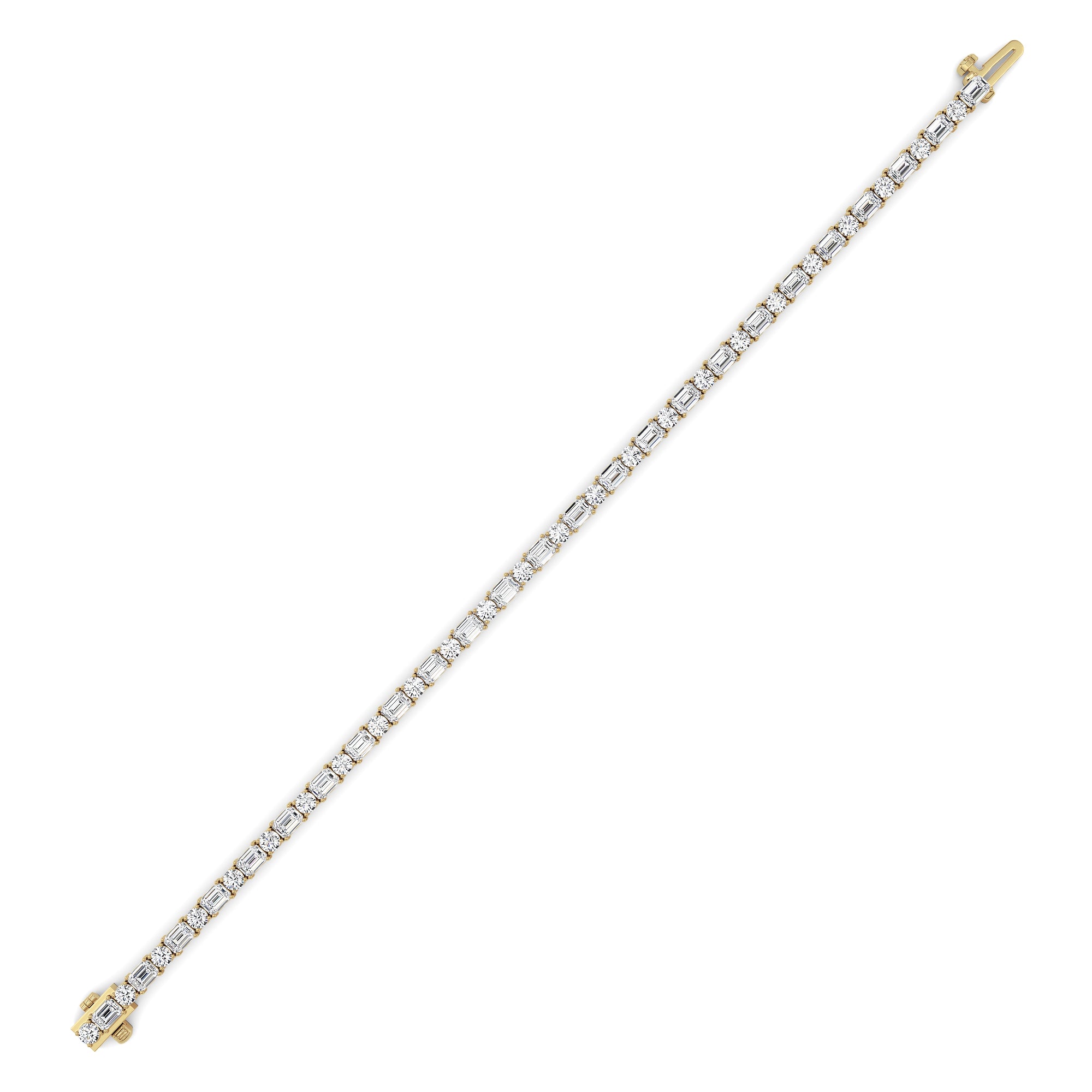 7CTW Emerald And Round Lab Grown Diamond (F/VS ) Bracelet in 14K Gold