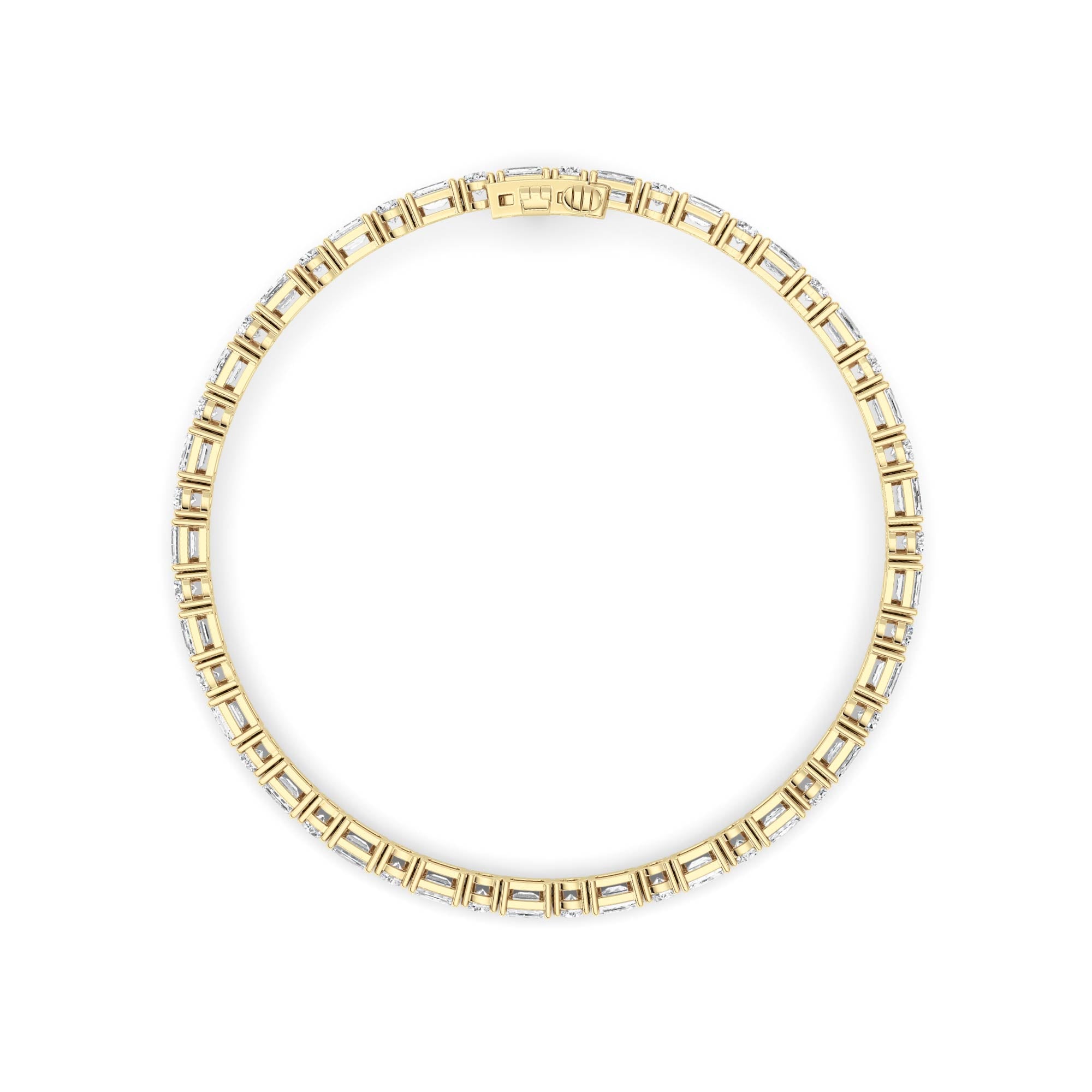 7CTW Emerald And Round Lab Grown Diamond (F/VS ) Bracelet in 14K Gold