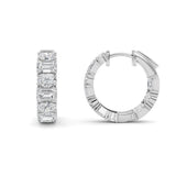 5CTW Emerald Shaped Lab Grown Diamond (F/VS )Inside Out Hoop Earrings in 14K Gold
