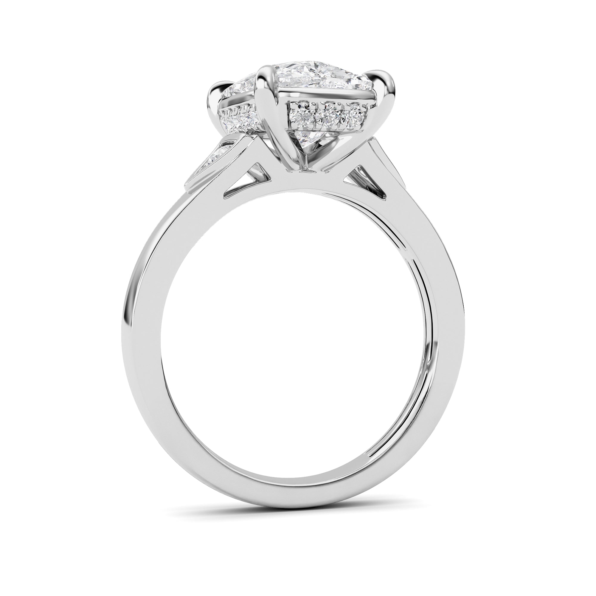 3.25CTW ELongated Cushion Lab Grown Diamond (F/VS )Ring in 14K Gold