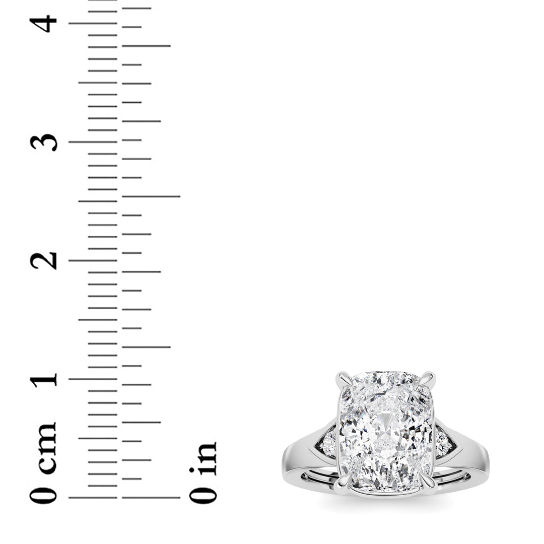 3.25CTW ELongated Cushion Lab Grown Diamond (F/VS )Ring in 14K Gold