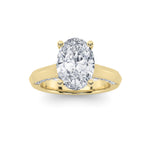 3CTW Oval Shaped Lab Grown Diamond (G/VS) Accented Solitaire Engagement Ring in 14K Gold